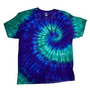 Tie Dyed Green, Purple, and Blue T Shirt